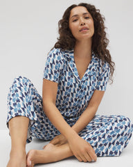 PRISM GEO MID NAVY - Cropped Pajama Pants