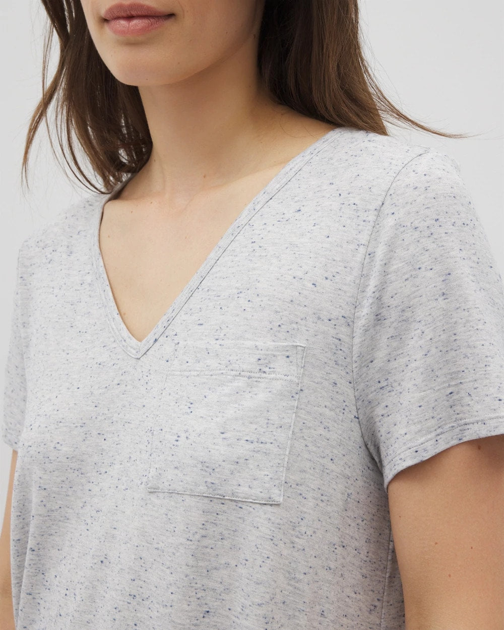 BLUE SLUB - Slub Short Sleeve Tunic Pajama Tee