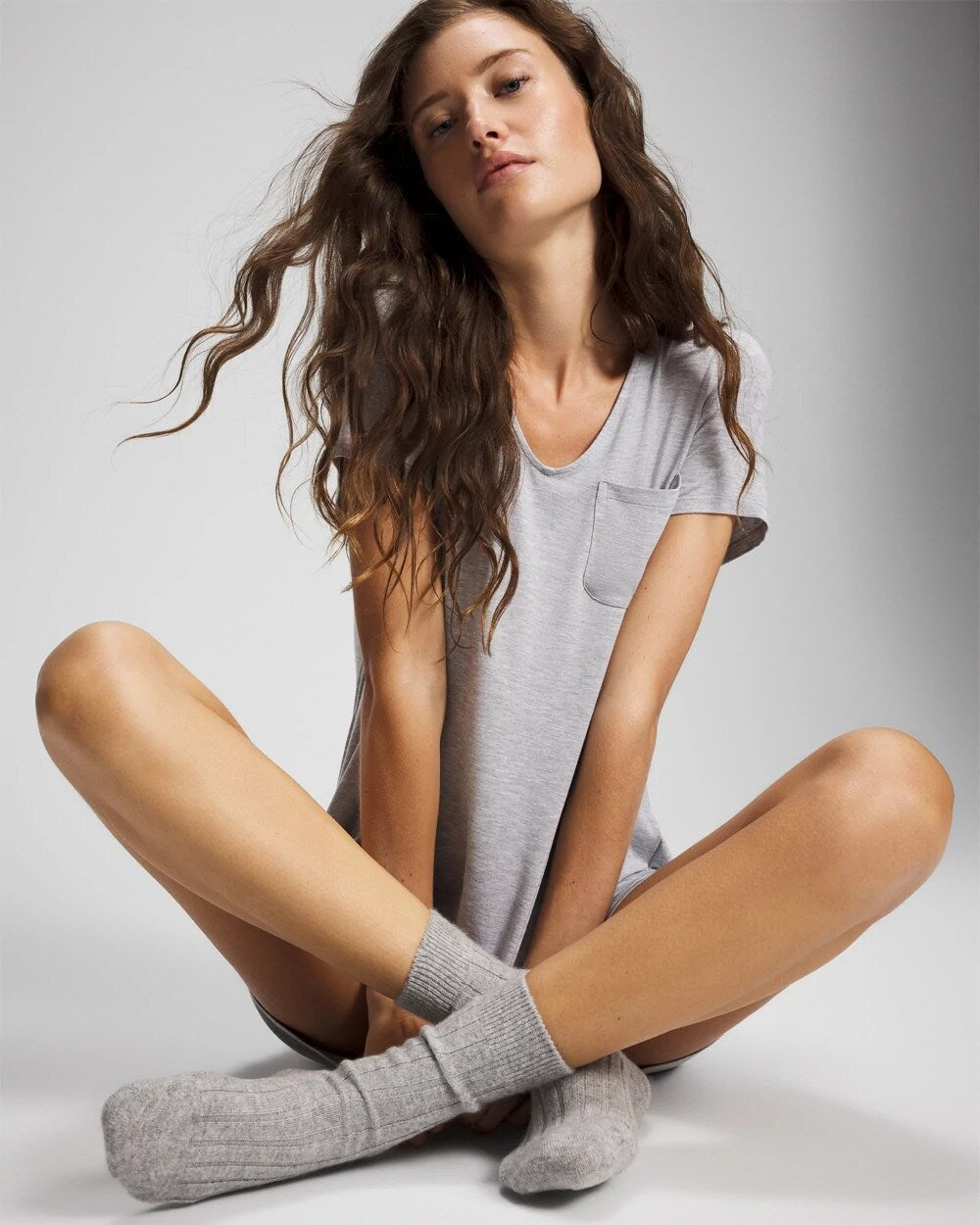 HEATHER OPAL GRAY - Short-Sleeve Sleepshirt