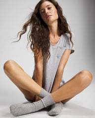 HEATHER OPAL GRAY - Short-Sleeve Sleepshirt