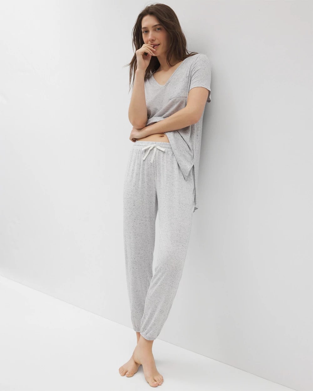 BLUE SLUB - Slub Banded Ankle Pajama Pant