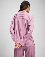 LILAC WINE - Shadow Stripe Long Sleeve Pajama Notch Collar Top
