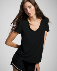BLACK - Short Sleeve Pajama Tee