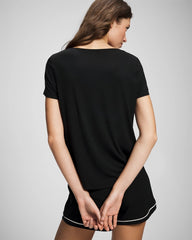 BLACK - Short Sleeve Pajama Tee
