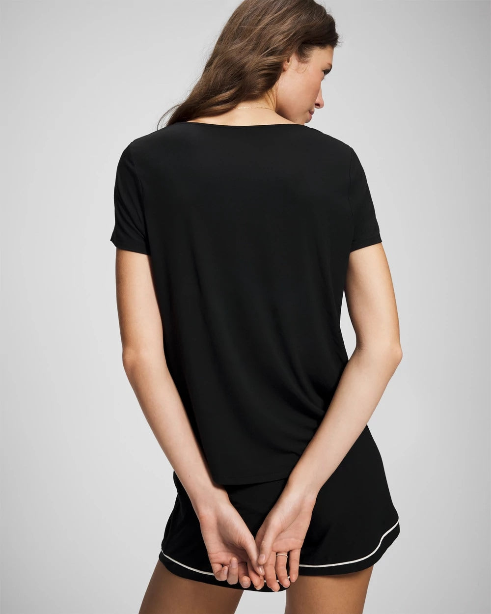 BLACK - Short Sleeve Pajama Tee