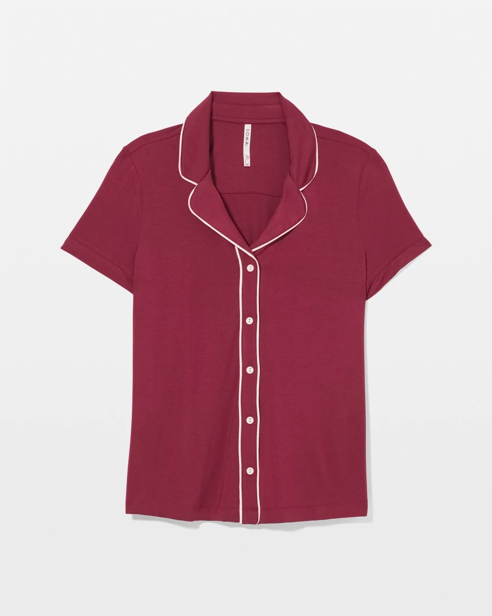 GARNET - Solid Short Sleeve Notch Collar Pajama Top