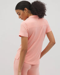PALOMA GLOW - Solid Short Sleeve Notch Collar Pajama Top