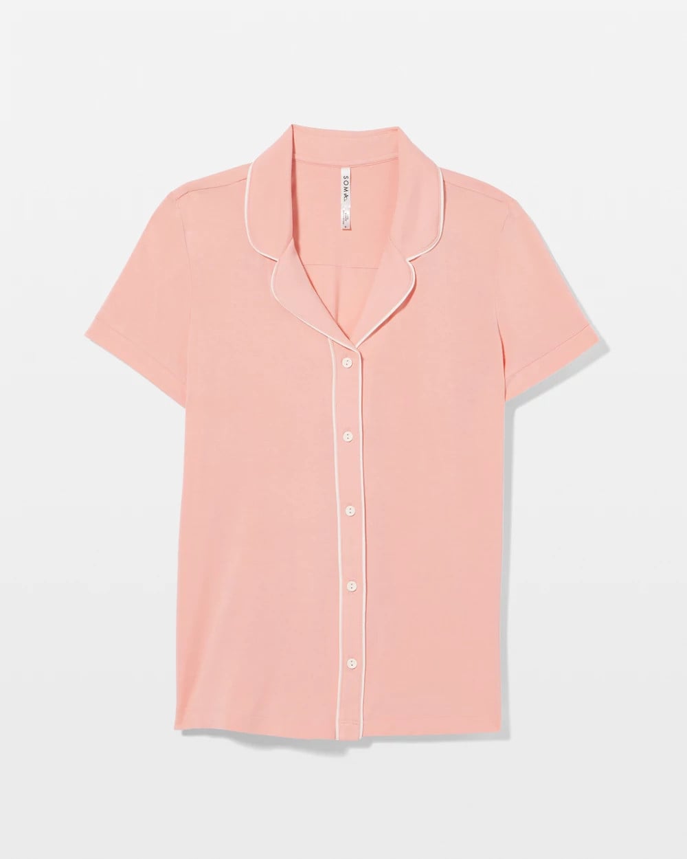 PALOMA GLOW - Solid Short Sleeve Notch Collar Pajama Top