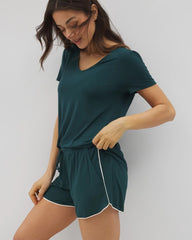 DARK SEA - Solid Piped Pajama Shorts