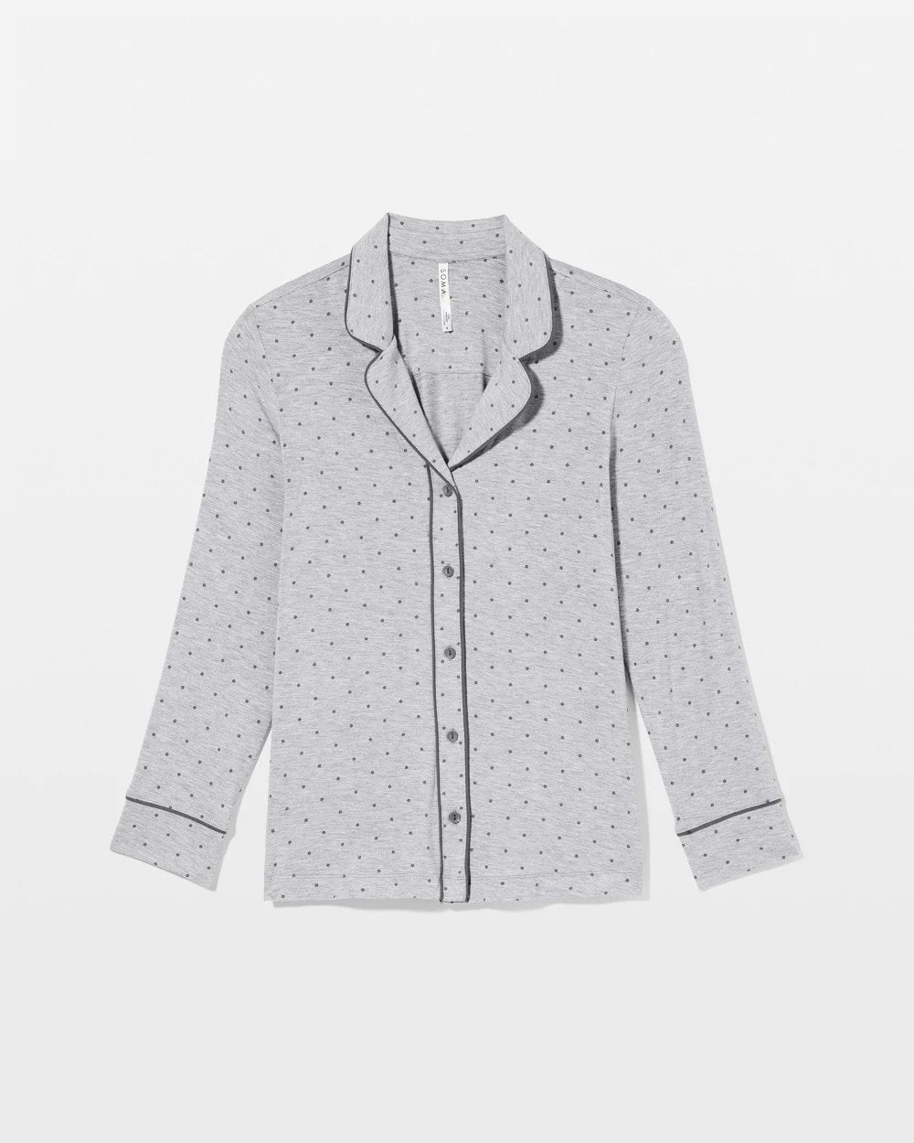 PEACEFUL DOT HEATHER - Long-Sleeve Printed Notch Collar Pajama Top