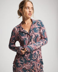IMPERIAL PAISLEY MD PET - Long-Sleeve Printed Notch Collar Pajama Top