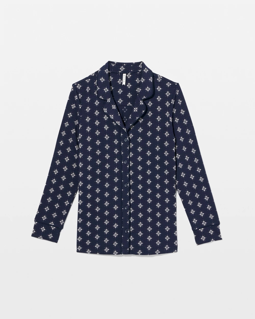 BELLE FOULARD NAVY - Long-Sleeve Printed Notch Collar Pajama Top