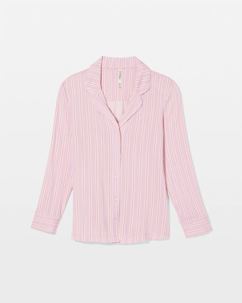 BLISS STRIPE LAVENDER - Long-Sleeve Printed Notch Collar Pajama Top