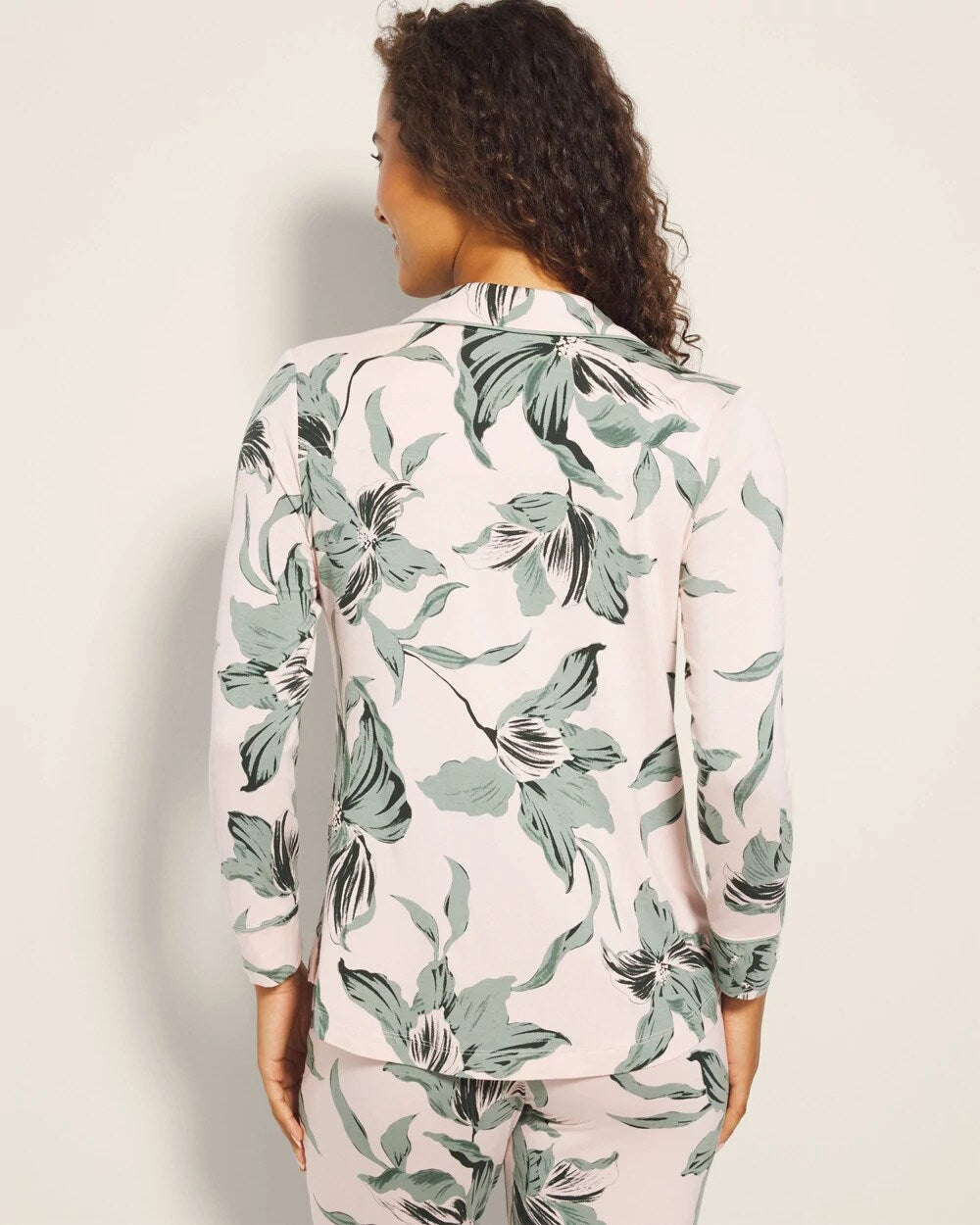 BLOOM BREEZE G SEPIA ROSE - Long-Sleeve Printed Notch Collar Pajama Top