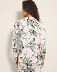 BLOOM BREEZE G SEPIA ROSE - Long-Sleeve Printed Notch Collar Pajama Top