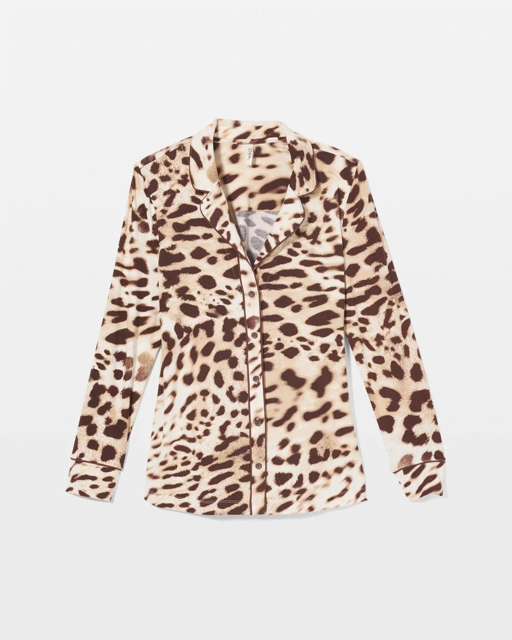 ANIMAL AURA WHITE SMOKE - Long-Sleeve Printed Notch Collar Pajama Top