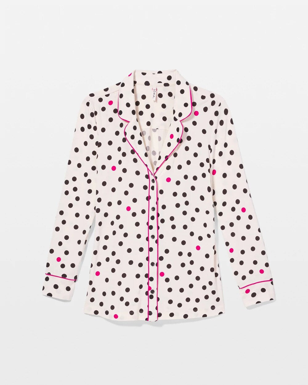 FANCIFUL DOT CHAMPAGNE - Long-Sleeve Printed Notch Collar Pajama Top