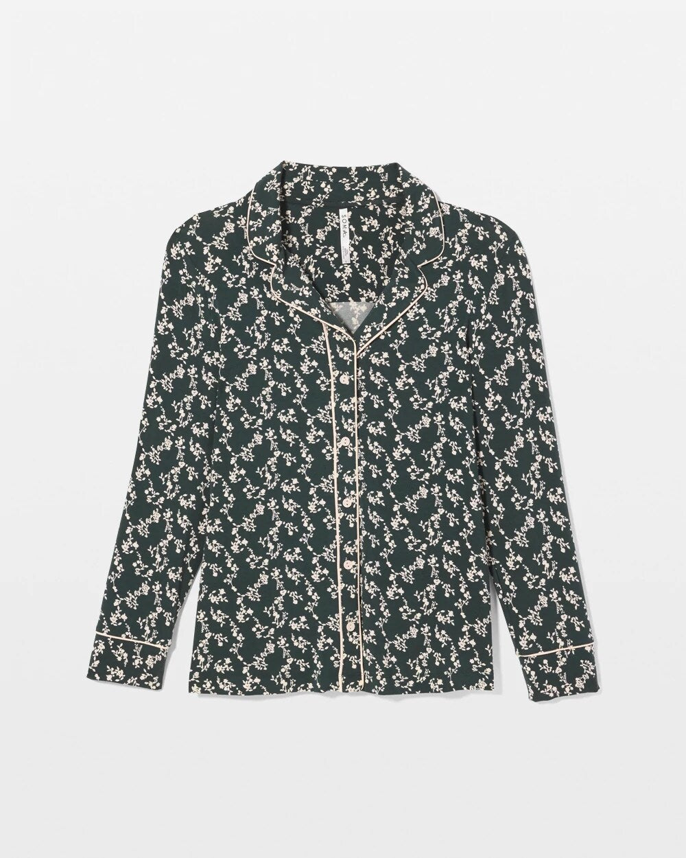 TINY PETALS DK EVERGLADE - Long-Sleeve Printed Notch Collar Pajama Top