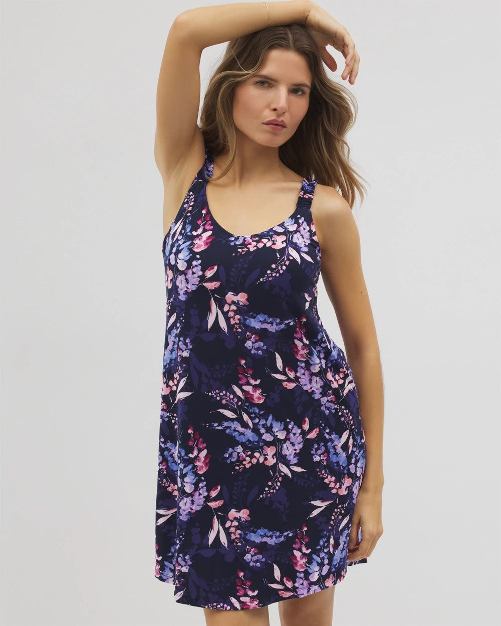 BLOOM BRIGHTLY NAVY - Cool Nights Ruffle Strap Chemise