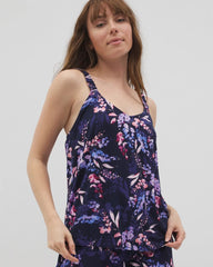 BLOOM BRIGHTLY NAVY - Mini Ruffle Pajama Cami