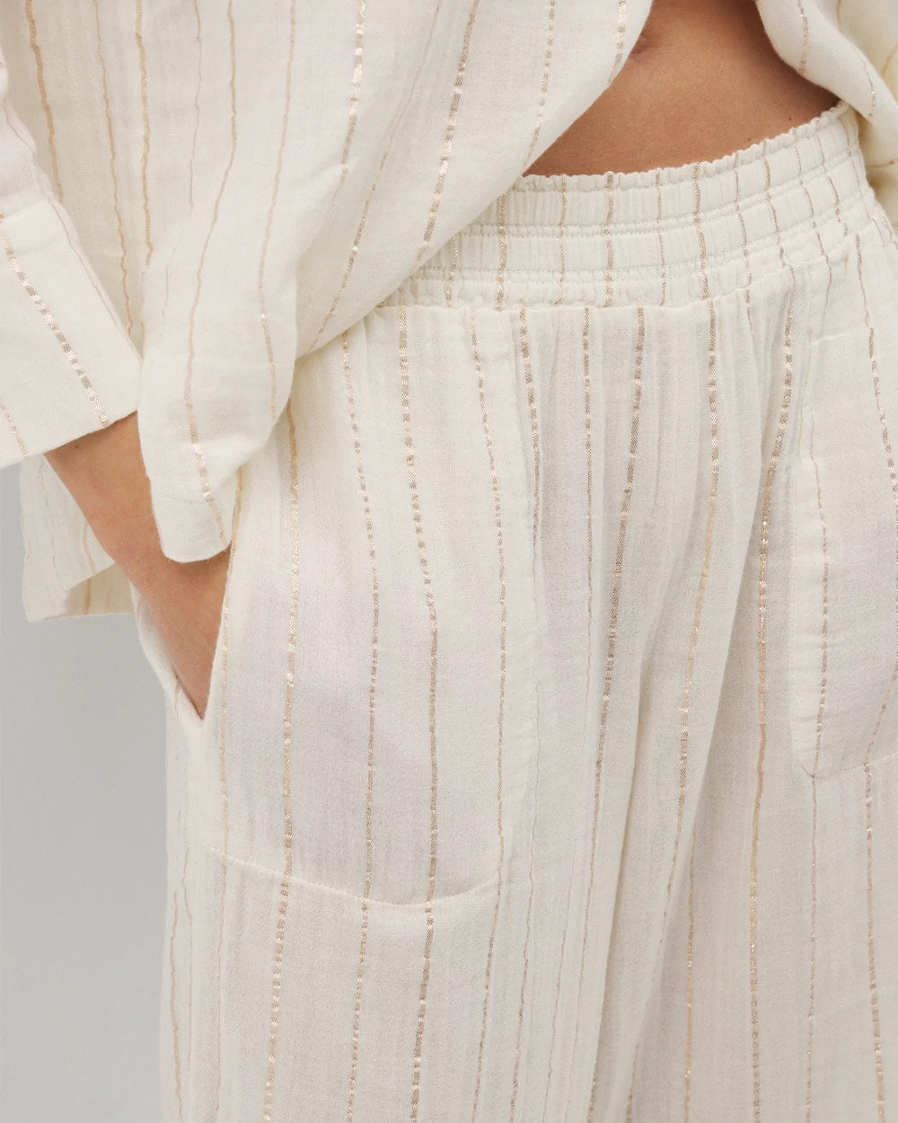 CHAMPAGNE STRIPE - Cotton Gauze Pajama Pant