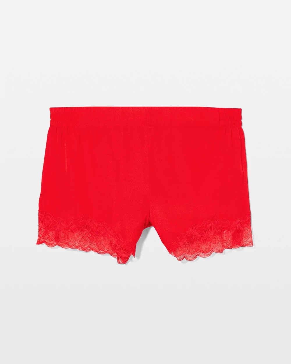 DARE ME RED - Lace Trim Pajama Shorts