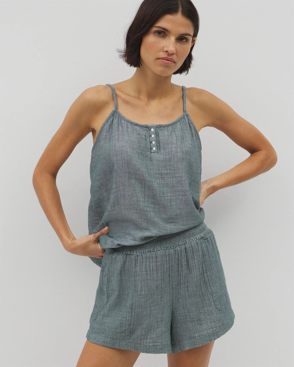 DARK SEA CROSSDYE - Cotton Gauze Pajama Shorts