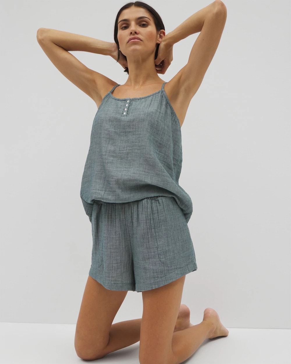 DARK SEA CROSSDYE - Cotton Gauze Pajama Shorts