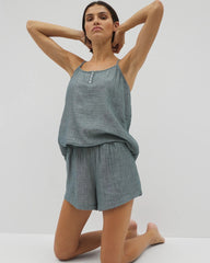 DARK SEA CROSSDYE - Cotton Gauze Pajama Shorts