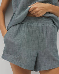 DARK SEA CROSSDYE - Cotton Gauze Pajama Shorts