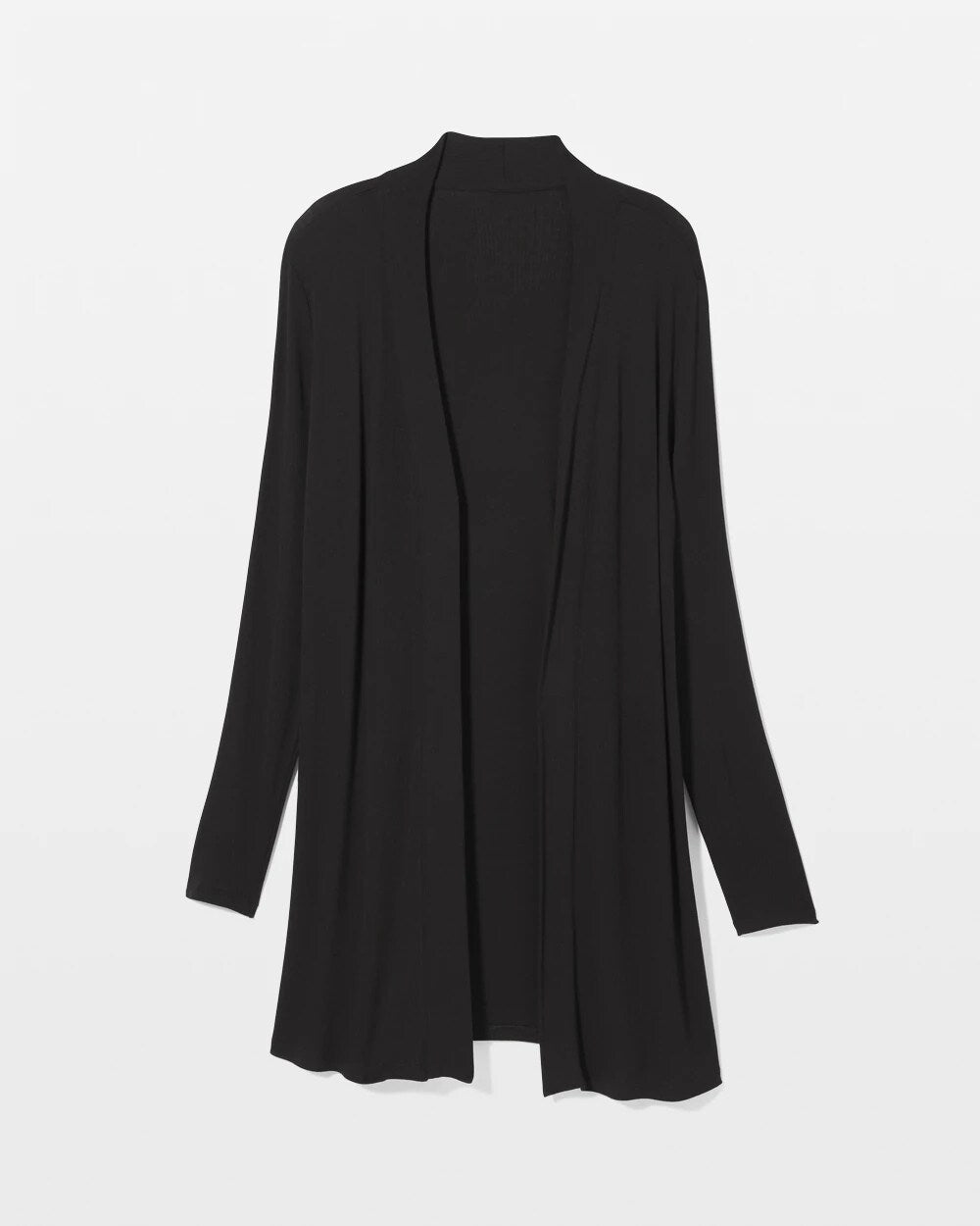 BLACK - Lightweight Rib Knit Long Sleeve Wrap
