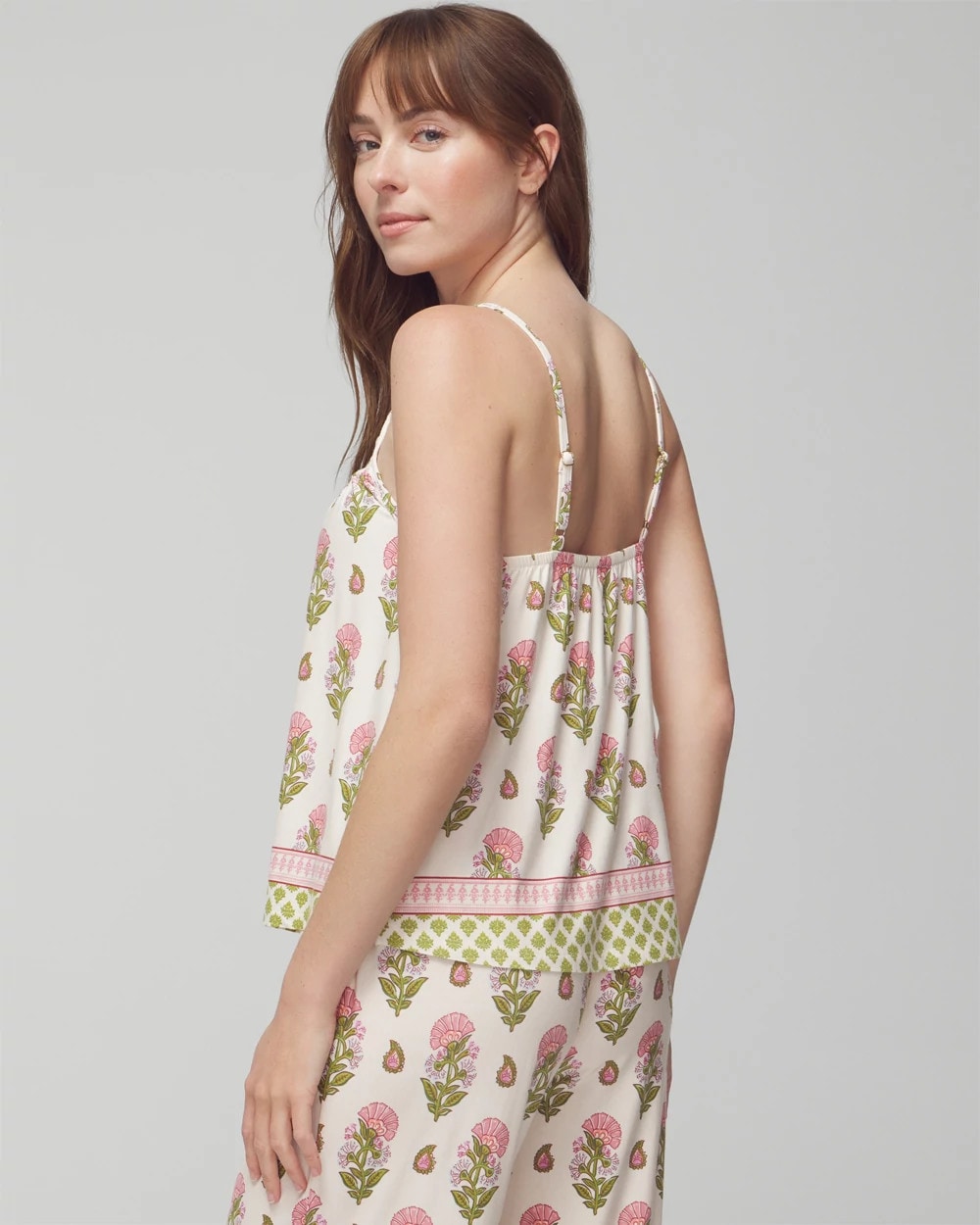 PAISLEY FLORAL BORDER WS - Smocked Pajama Cami