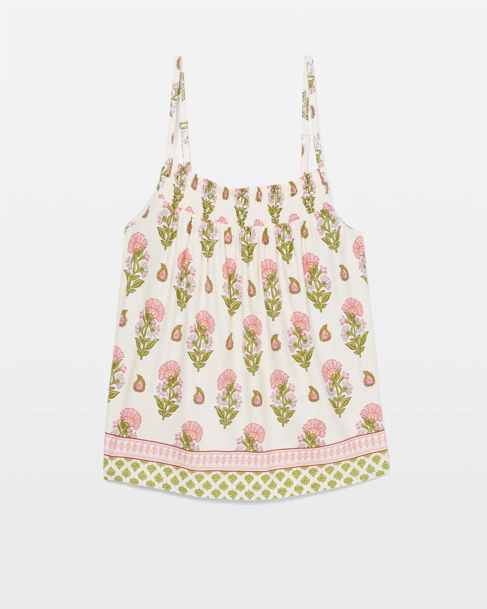 PAISLEY FLORAL BORDER WS - Smocked Pajama Cami