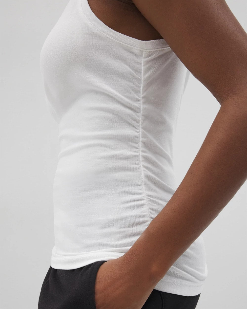 OPTIC WHITE - Ruched Pajama Tank