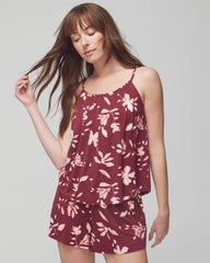 BUDDING ROMANCE VERMILL - Shirred Neck Pajama Cami