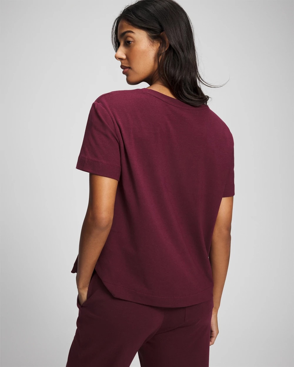 VELVET PLUM - Short-Sleeve Pocket Pajama Tee