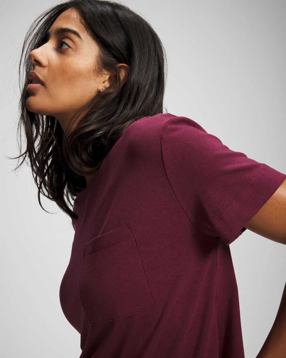 VELVET PLUM - Short-Sleeve Pocket Pajama Tee