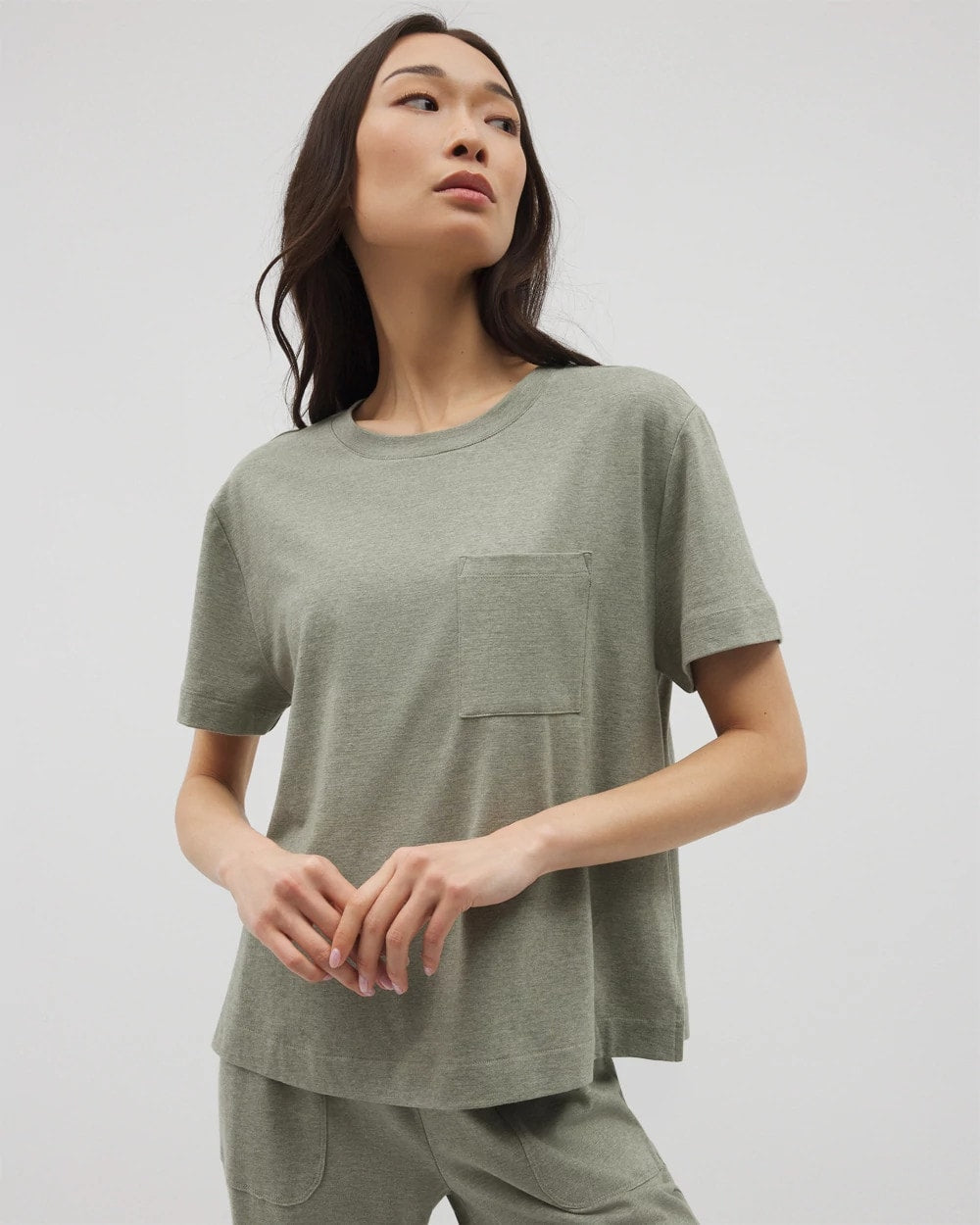 HEATHER HIGHLANDS - Short-Sleeve Pocket Pajama Tee