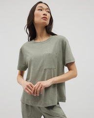 HEATHER HIGHLANDS - Short-Sleeve Pocket Pajama Tee