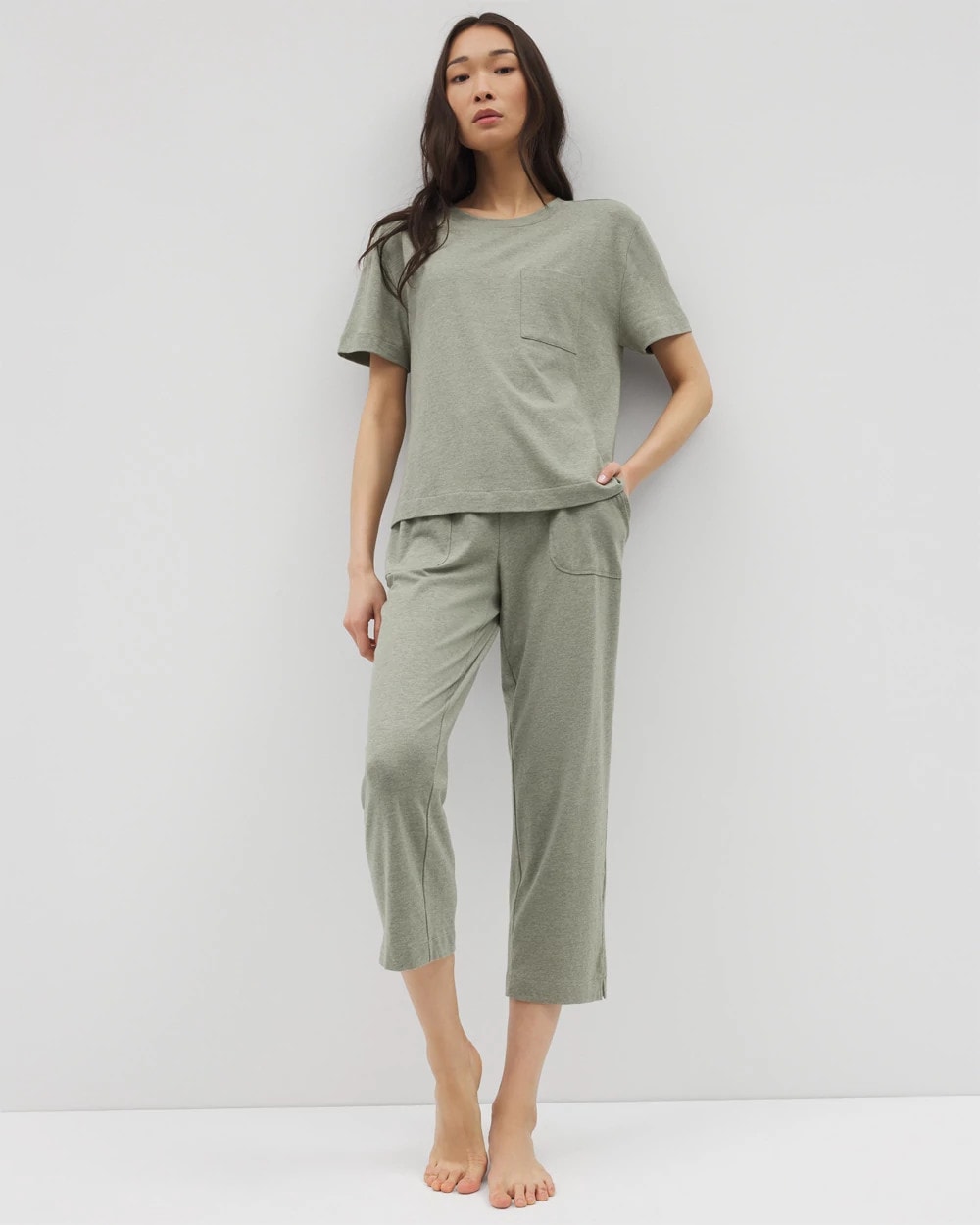 HEATHER HIGHLANDS - Short-Sleeve Pocket Pajama Tee