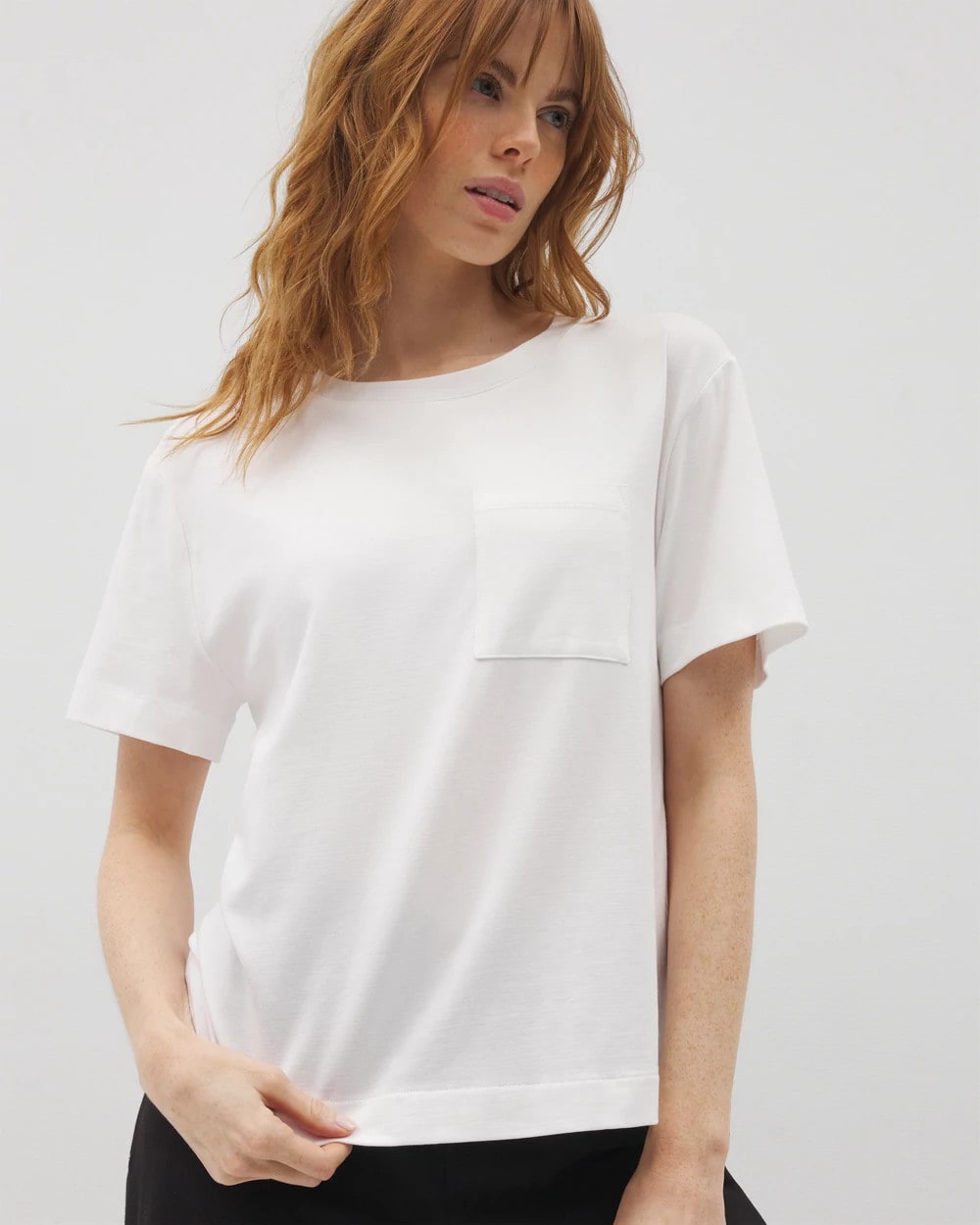 OPTIC WHITE - Short-Sleeve Pocket Pajama Tee
