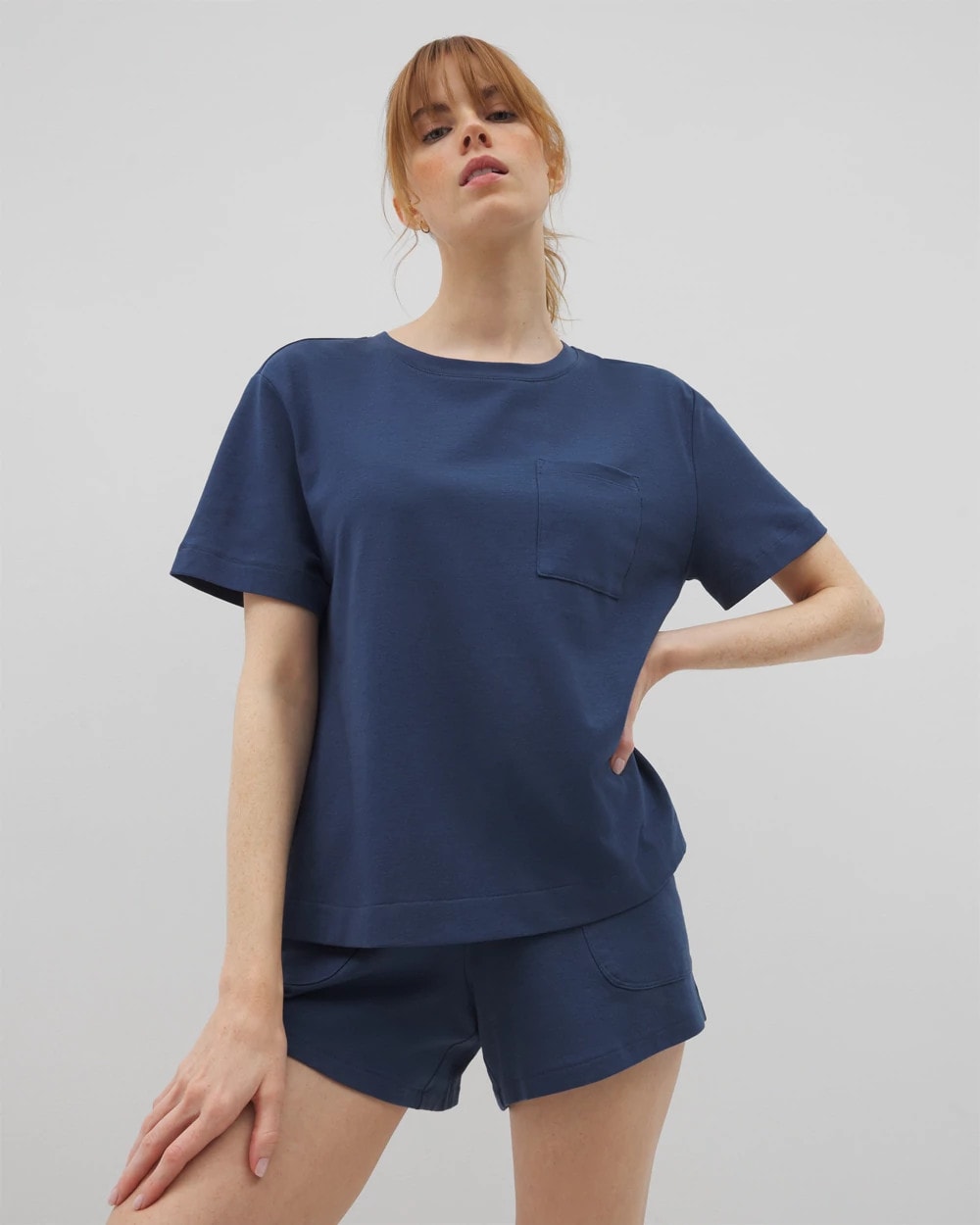 INK BLUE - Short-Sleeve Pocket Pajama Tee