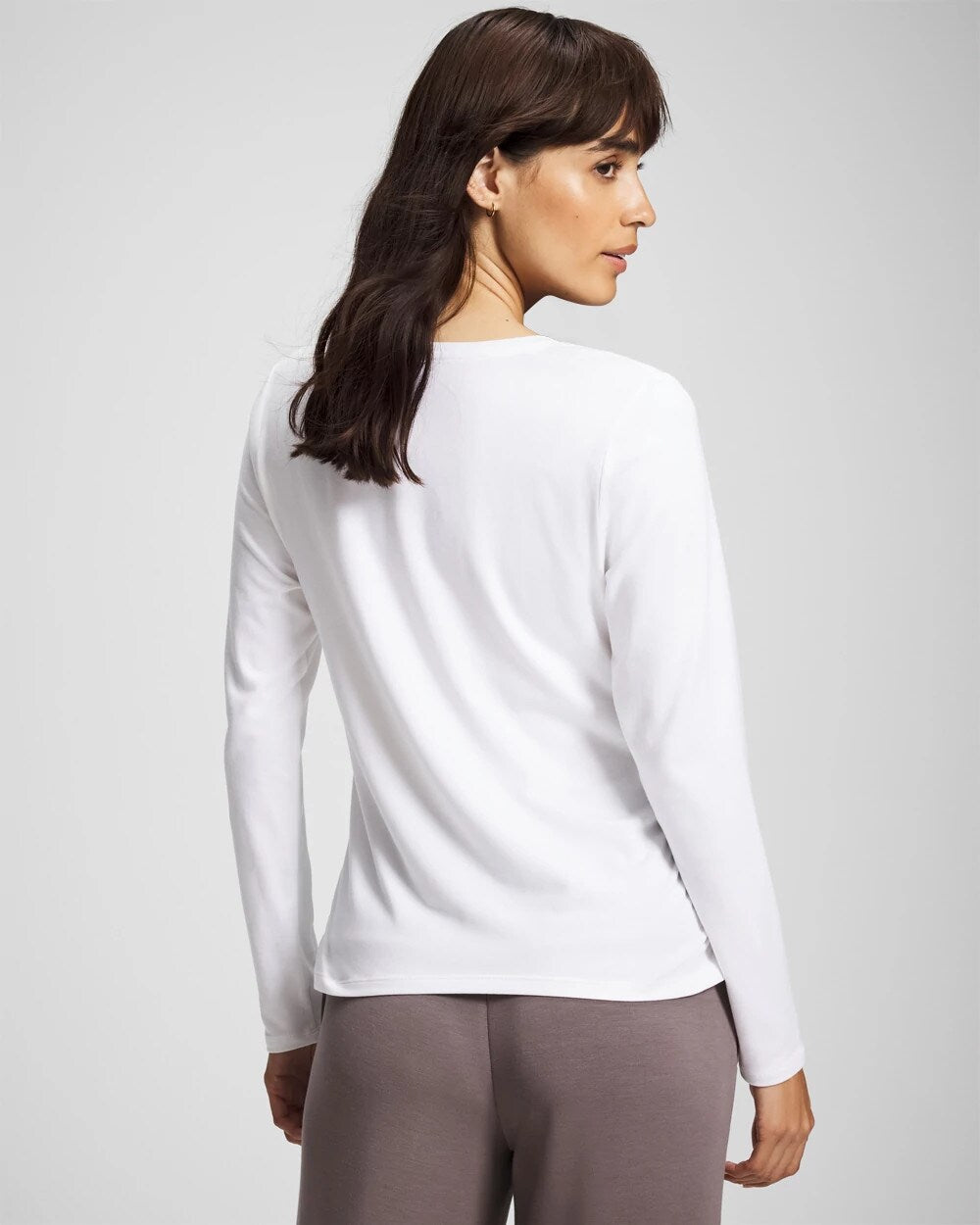 OPTIC WHITE - Ruched Long Sleeve Pajama Tee