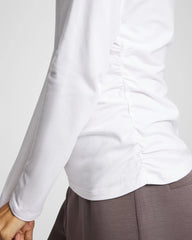 OPTIC WHITE - Ruched Long Sleeve Pajama Tee