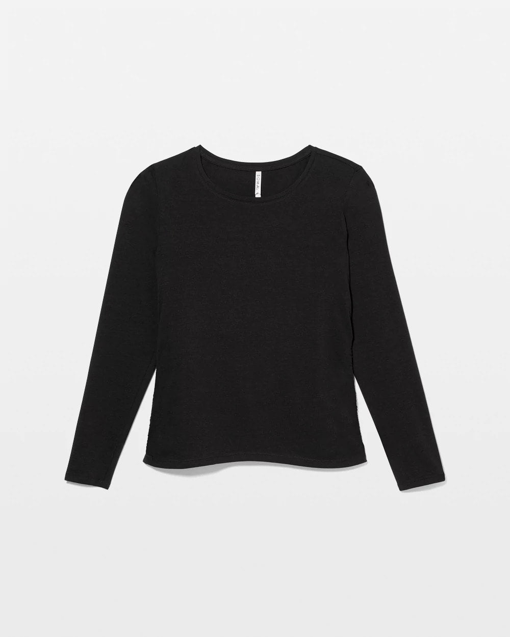 BLACK - Ruched Long Sleeve Pajama Tee