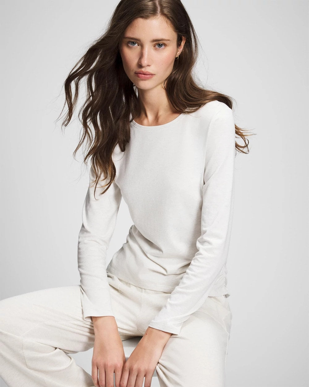 HEATHER CRYSTAL - Ruched Long Sleeve Pajama Tee