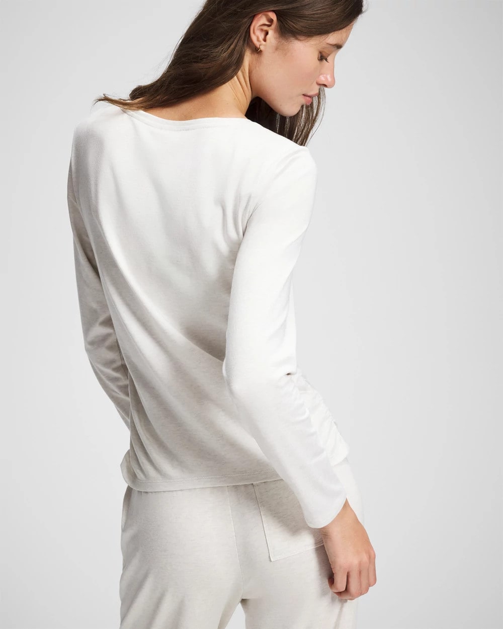 HEATHER CRYSTAL - Ruched Long Sleeve Pajama Tee