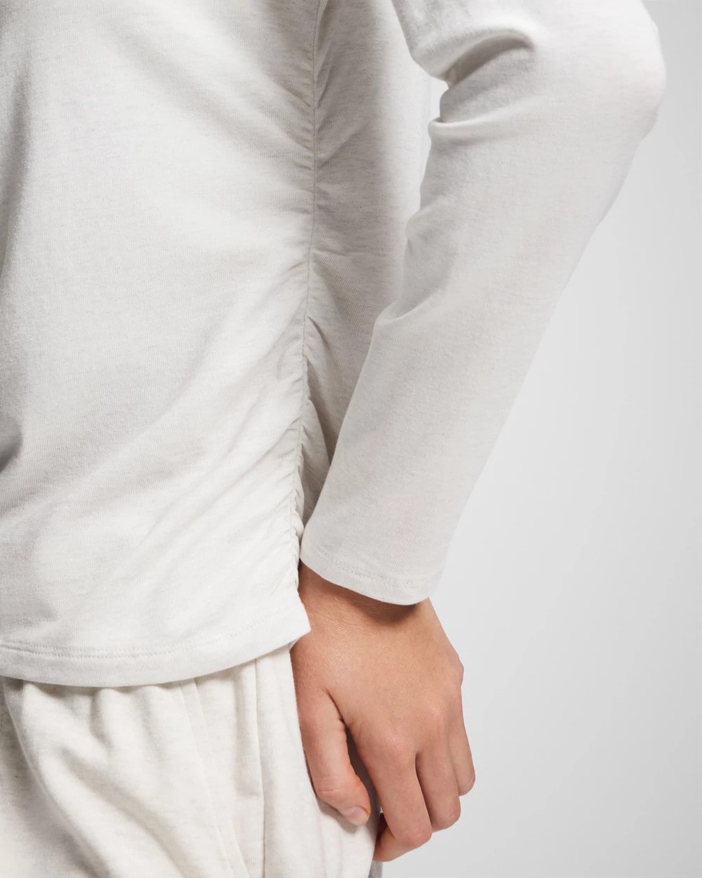 HEATHER CRYSTAL - Ruched Long Sleeve Pajama Tee