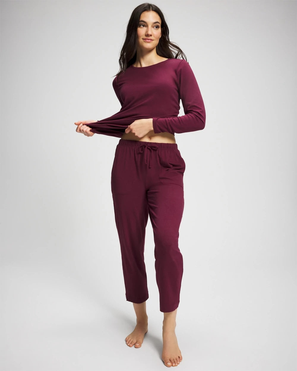 VELVET PLUM - Crop Pajama Pants