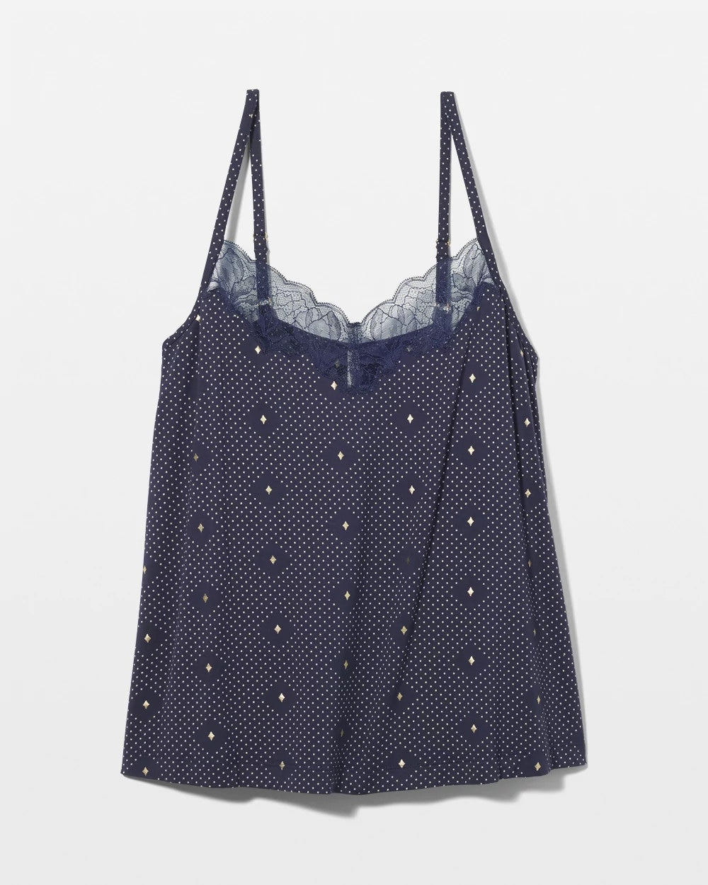 SHINE ON DOT NAVY - Lace-Trim Pajama Cami